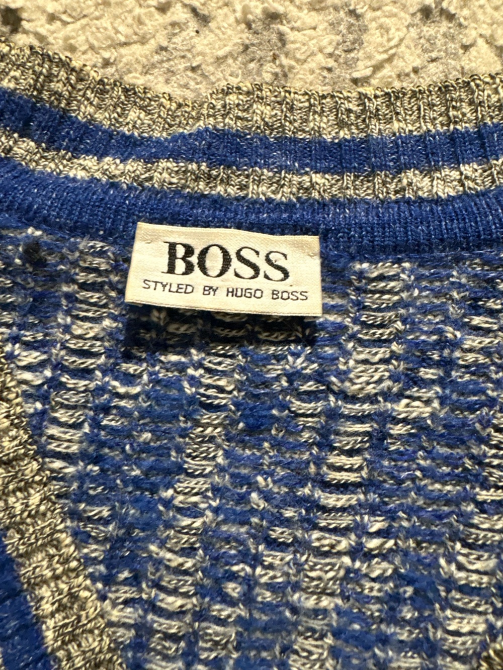 Boss Hugo Boss dope blue gray patterned unique sweater size 42/L - Picture 4 of 7